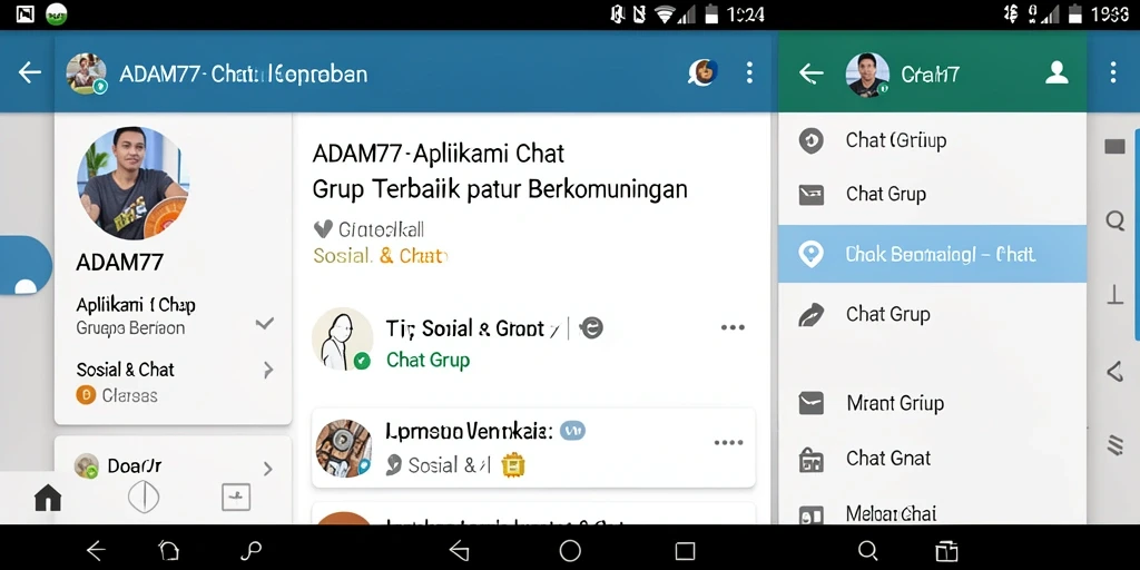 Antarmuka pengguna ADAM77 dengan fungsi chat grup yang menarik.