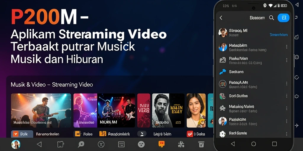 Tampilan antarmuka P200M yang menarik dan intuitif untuk streaming video.