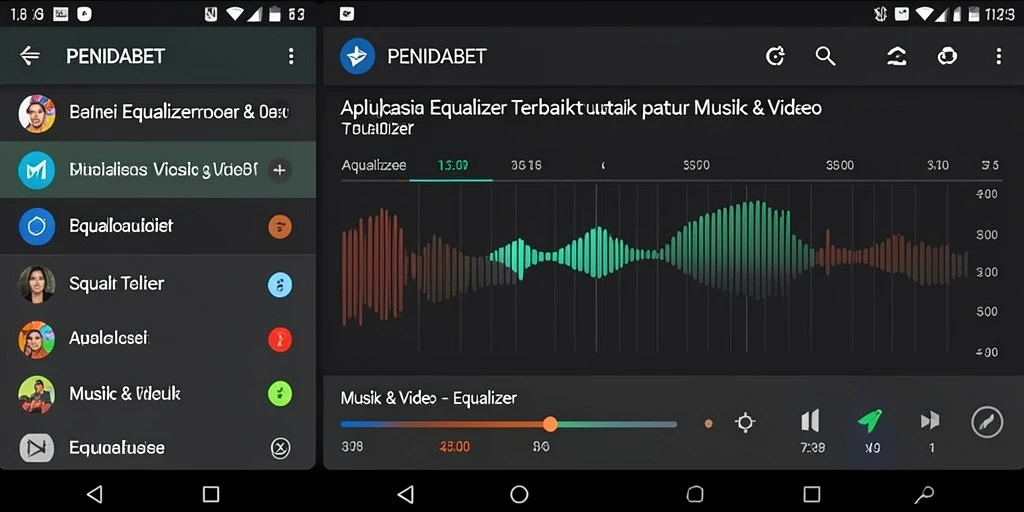 Antarmuka aplikasi PENIDABET dengan fungsi Equalizer yang menarik.